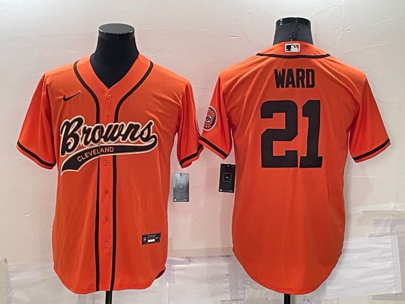 Men Cleveland Browns #21 Ward Orange Nike Co branded Jersey->cleveland browns->NFL Jersey